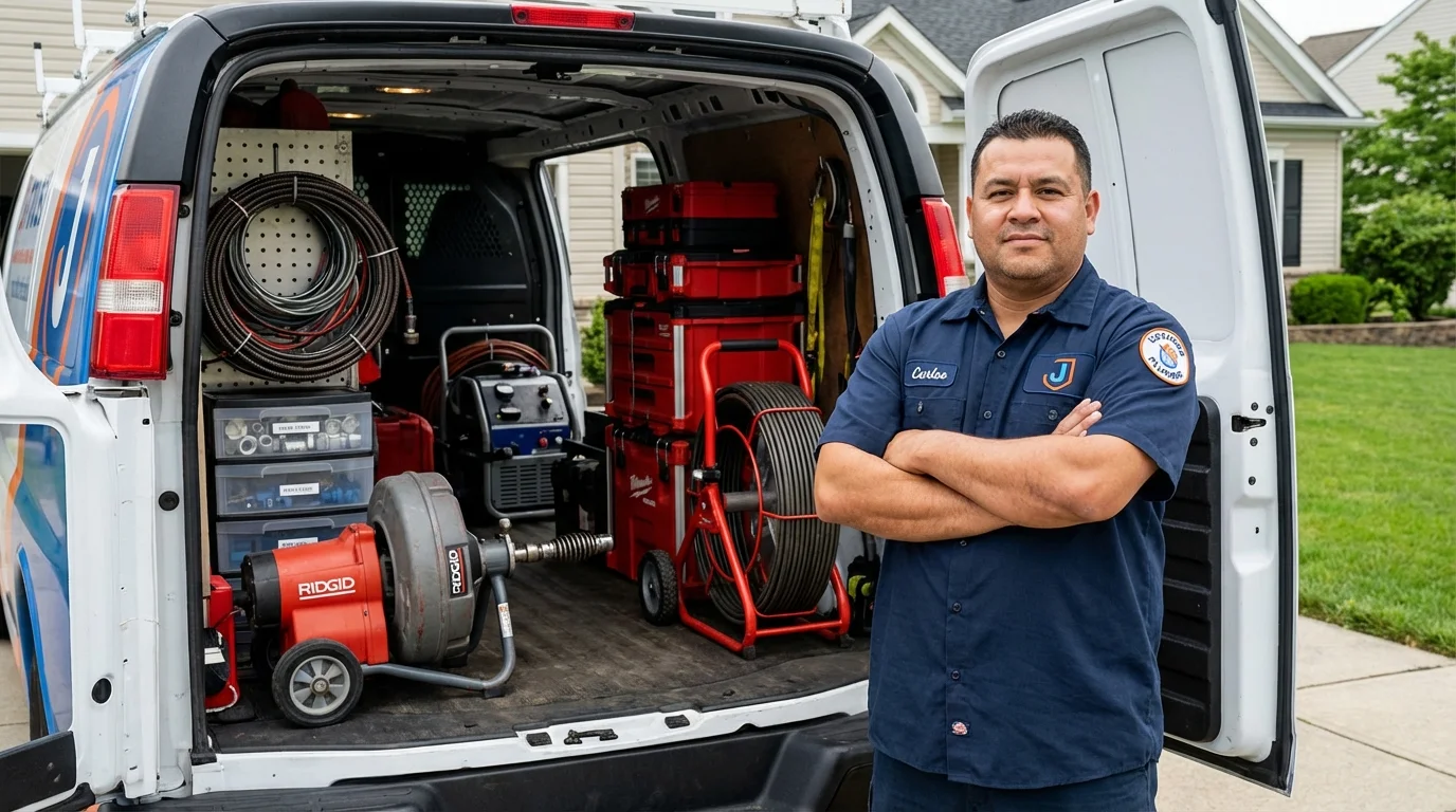 Professional drain cleaning equipment and Johns Plumbing LLC plumber in Ford City