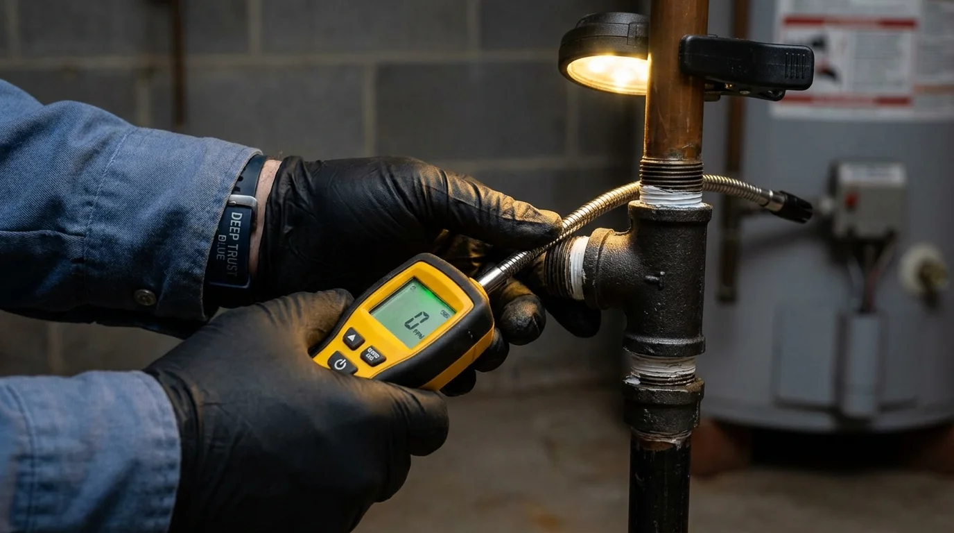 Gas leak detection with electronic sniffer by Johns Plumbing LLC in Ford City