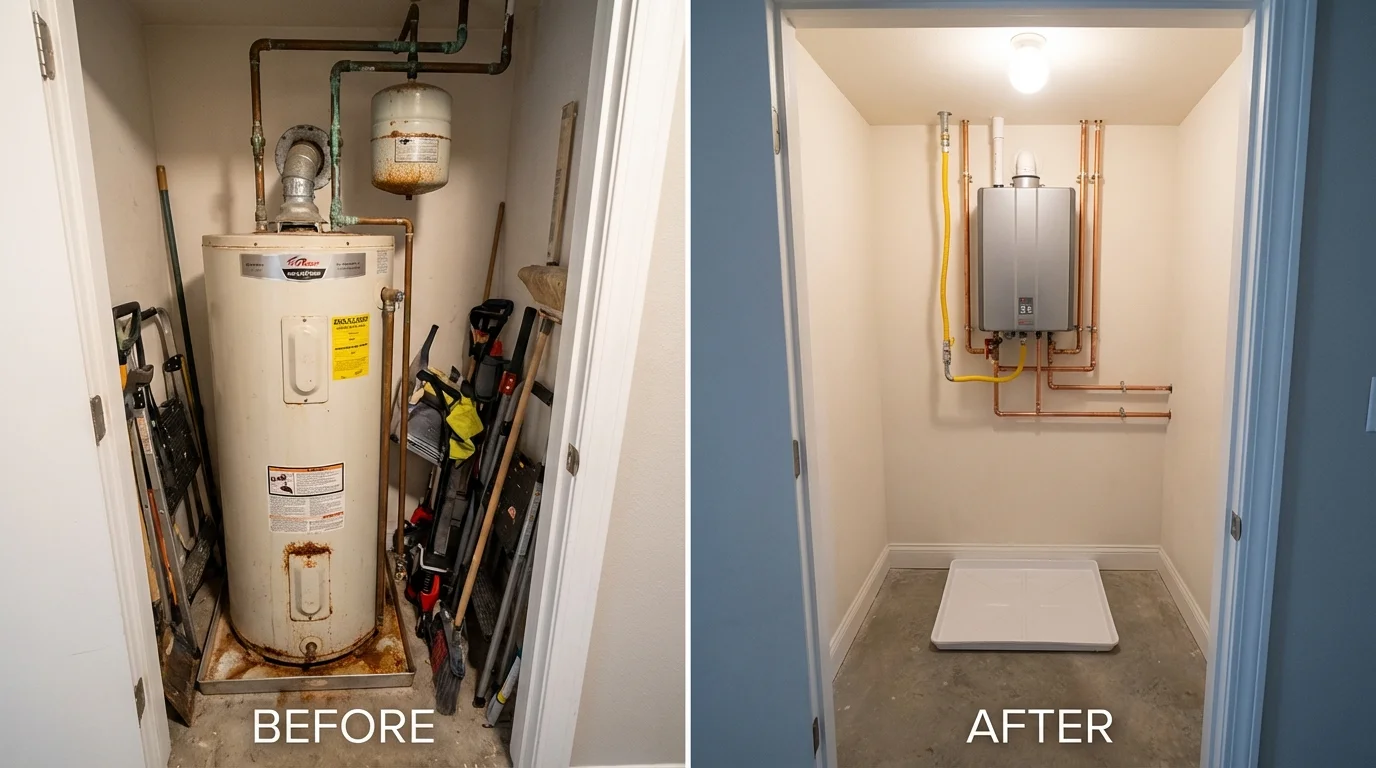 Tank water heater versus wall-mounted tankless unit comparison for Ford City, PA homeowners