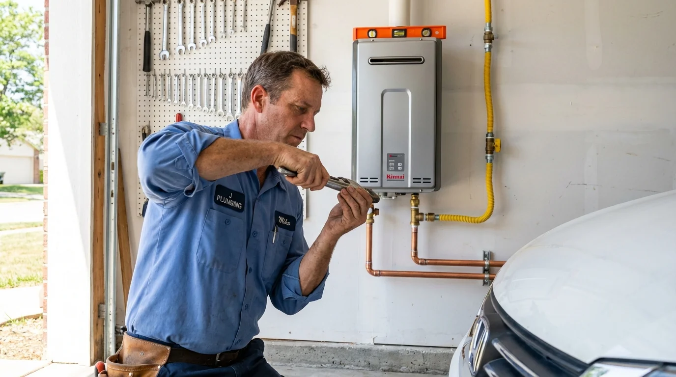Tankless water heater installation by a Johns Plumbing LLC plumber in Ford City